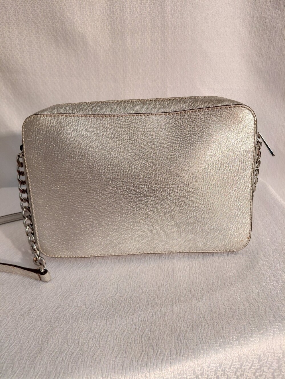 Michael Kors Women's Metallic Silver Crossbody Bag - Picture 2 of 11